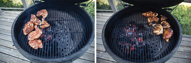 Direct vs Indirect heat cooking a chicken on a Big Green Egg