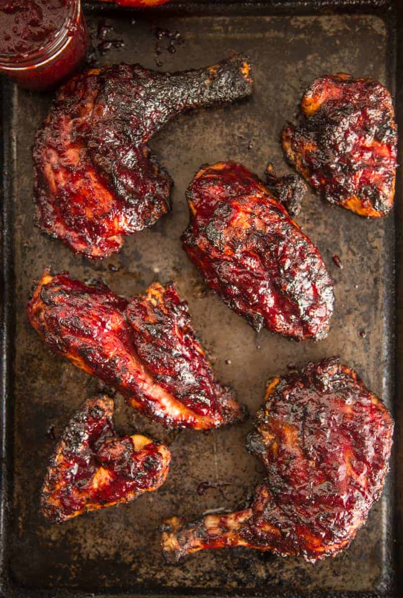 Grilled Chicken with Cherry Chipotle BBQ Sauce Glaze.