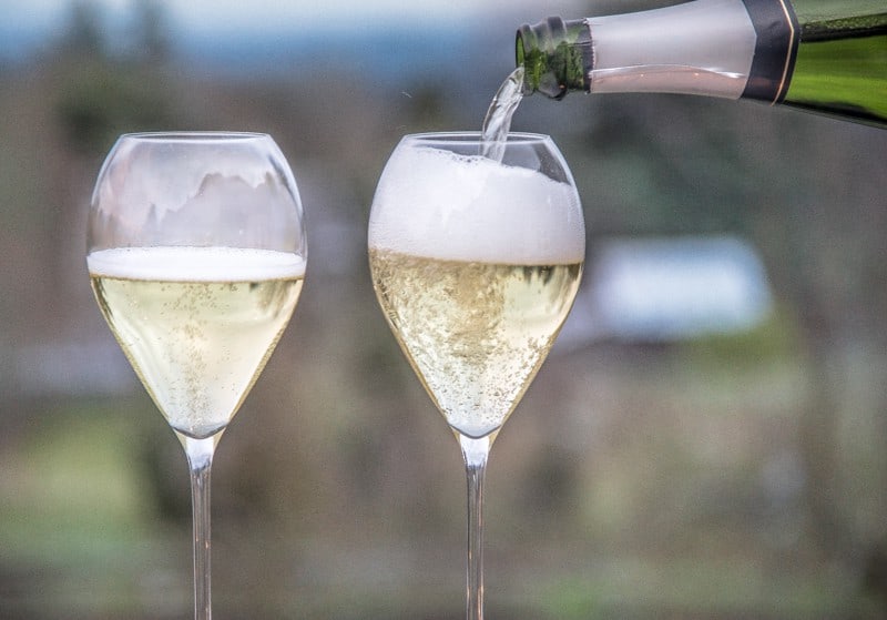 Sparkling Wine being poured into a champagne flute