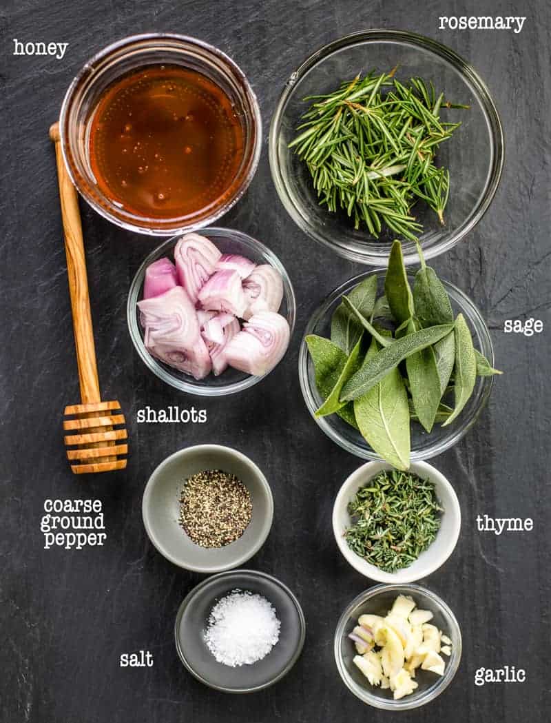 Ingredients for herb paste for grilled lamb