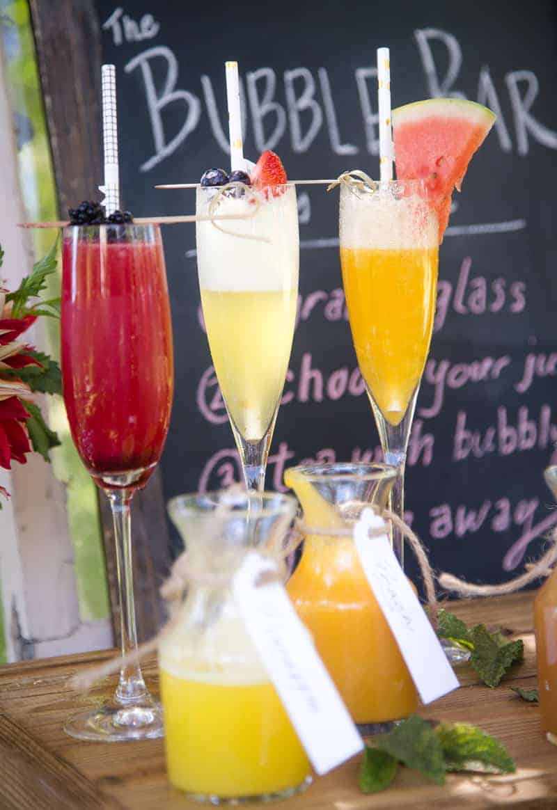 Classic Mimosa and different fruit juice variations