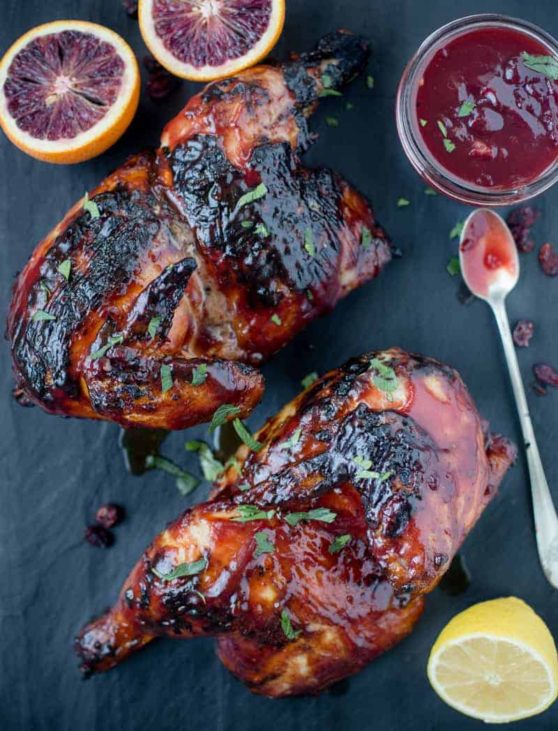 Grilled Chicken with a Cranberry Chipotle Citrus Glaze