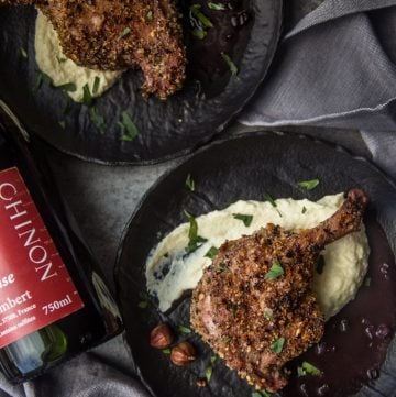 Hazelnut Crusted Grilled Duck with Chinon red wine