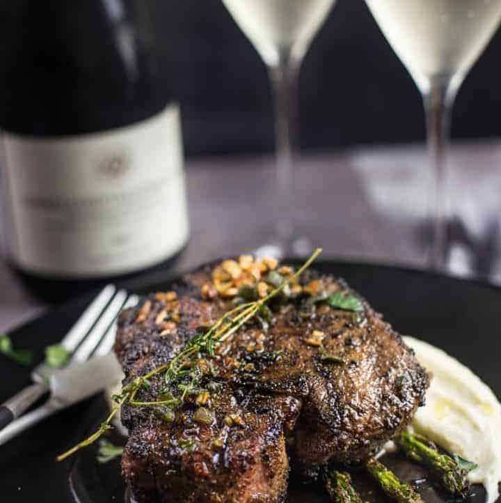 Grilled Pork Chops with Wine Brown Butter Sauce and Prosecco Superiore