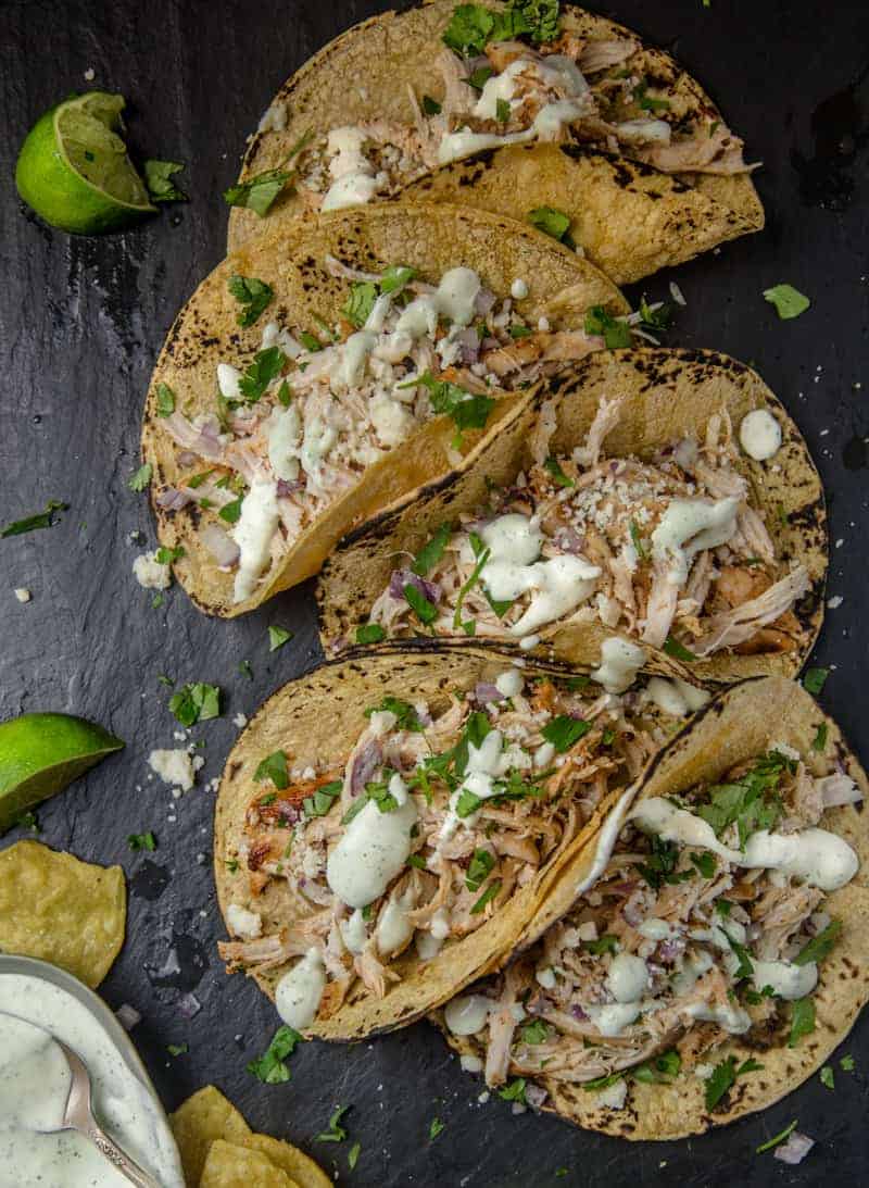 Spicy Grilled Chicken Tacos with Avocado Crema