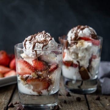 Grilled Strawberry Sundaes with Grilled Chocolate Peanut Butter Sauce