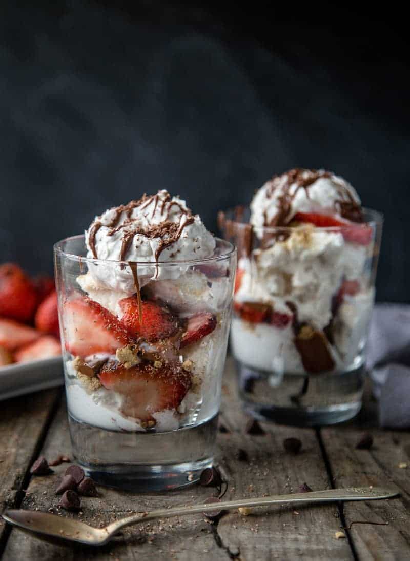 Grilled Strawberry Sundaes with Grilled Chocolate Peanut Butter Sauce