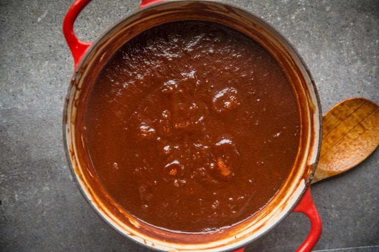 BBQ Sauce simmering in a stock pot