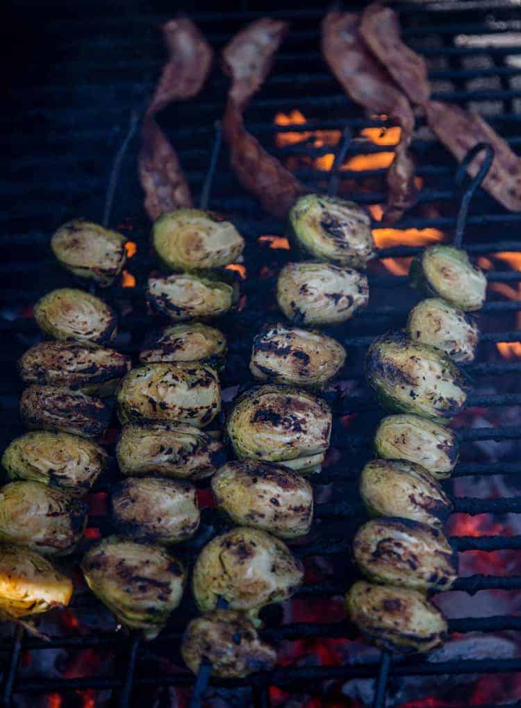 Brussels Sprouts and bacon on the grill