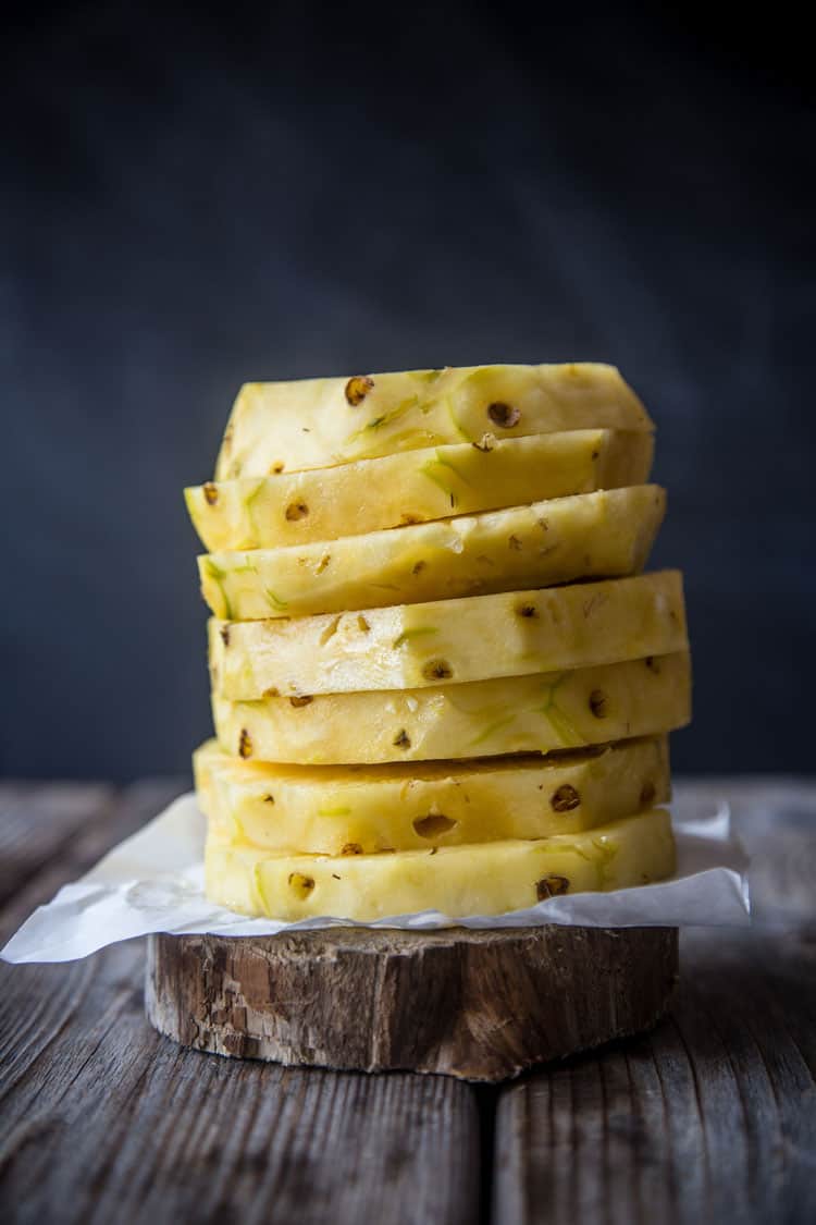 Raw Pineapple cut into Slices