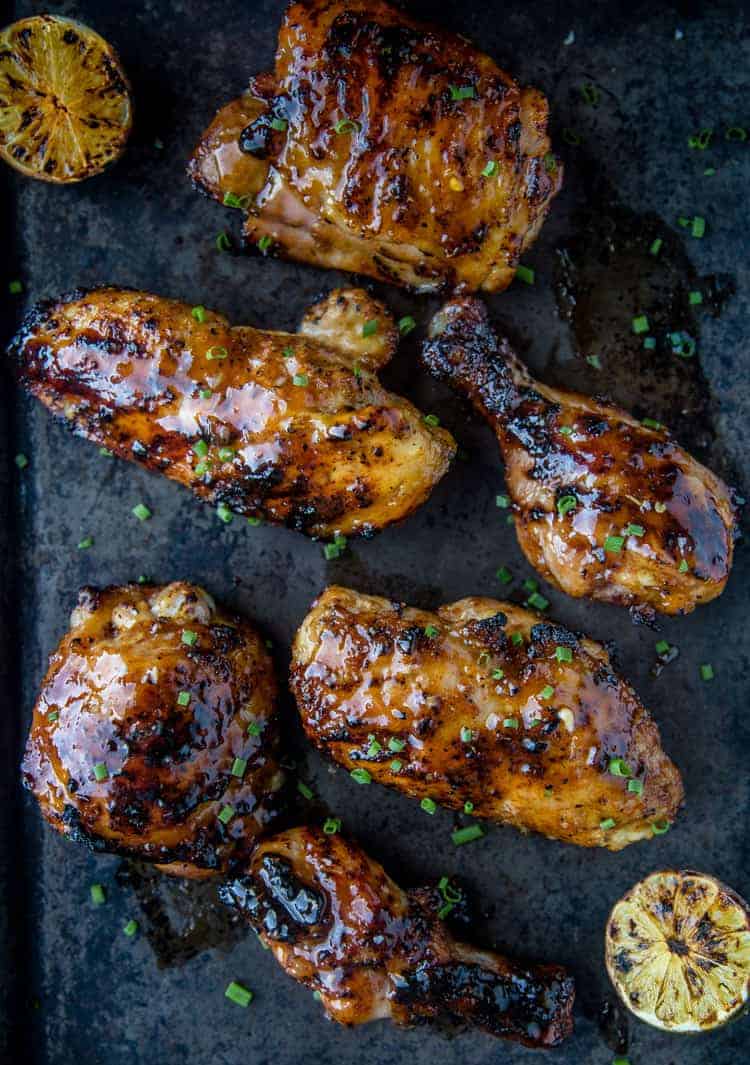 Grilled Apricot Lime Chicken on a sheet pan