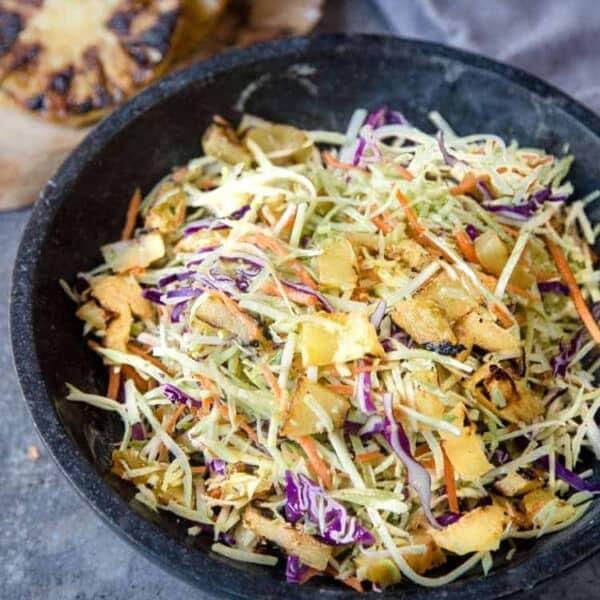 Grilled Pineapple Coleslaw in a bowl