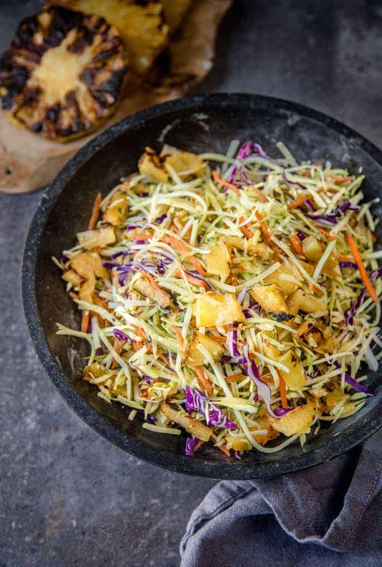 Grilled Pineapple Coleslaw in a bowl