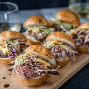 Hawaiian Style Pulled Pork Sliders on a platter