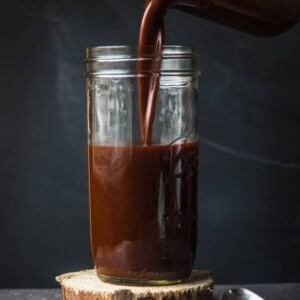 Vinegar Based BBQ Sauce in a mason jar