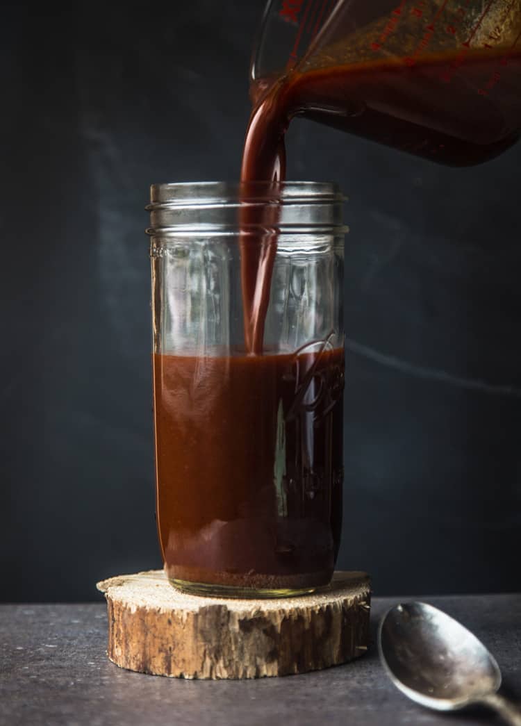 Vinegar Based BBQ Sauce in a mason jar