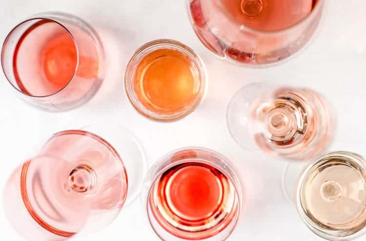 Rose wine styles in glasses