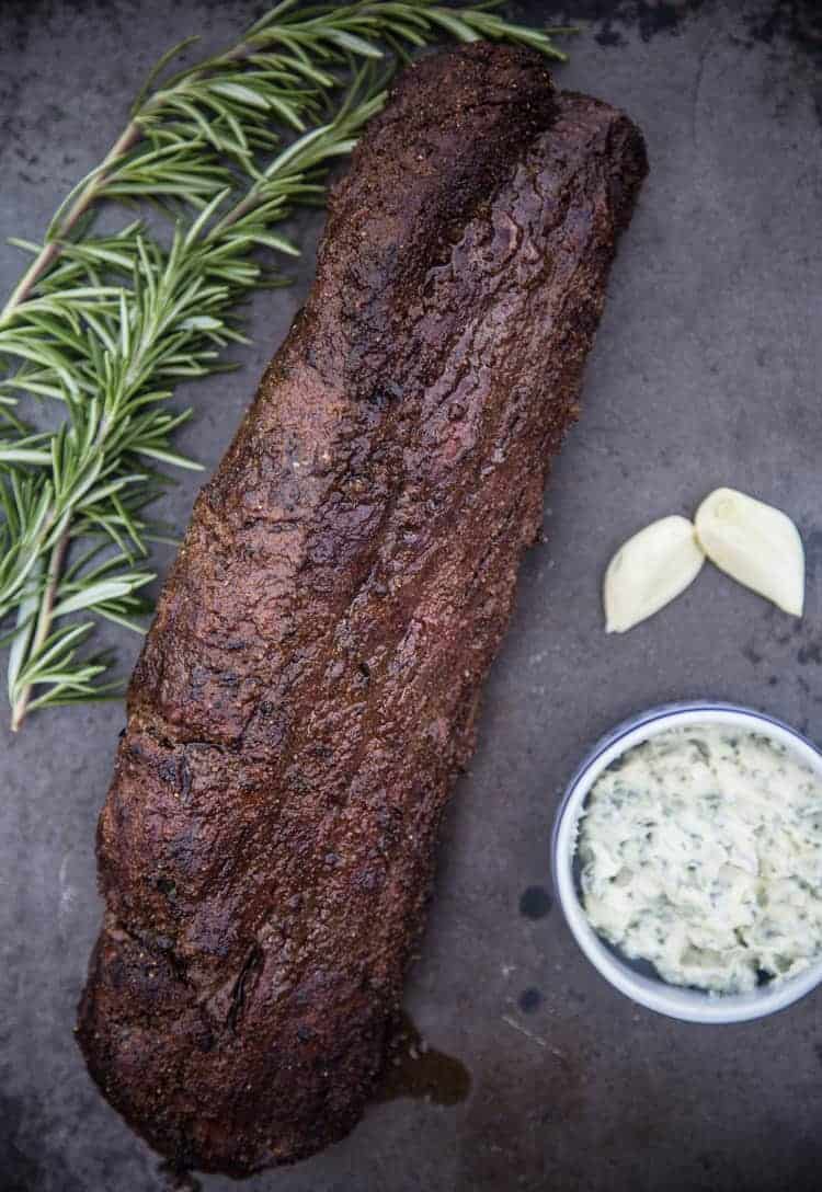 Reverse seared smoked beef tenderloin