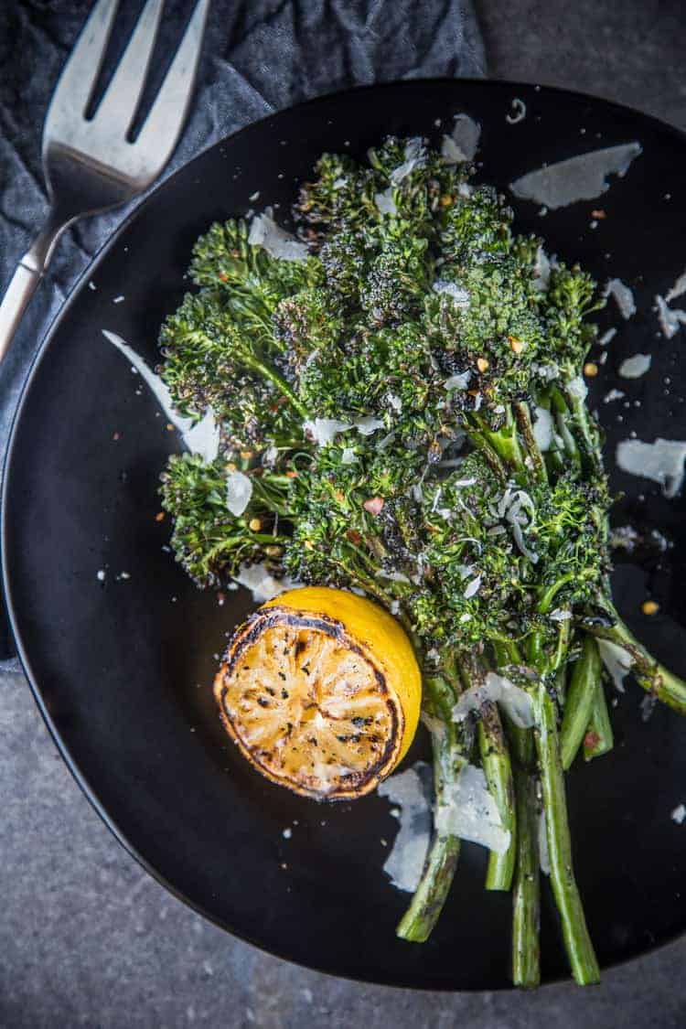 Grilled Broccolini with Grilled Lemon and Parmesan