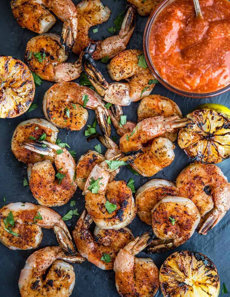 Grilled Shrimp with Garlic Wine Butter Sauce - Vindulge