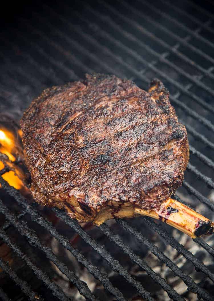 Two-Zone Grilling a large Cowboy Ribeye.