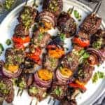 Grilled Steak Skewers on a plate