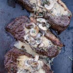 Grilled Picanha Steaks topped with Mushroom Cream Sauce