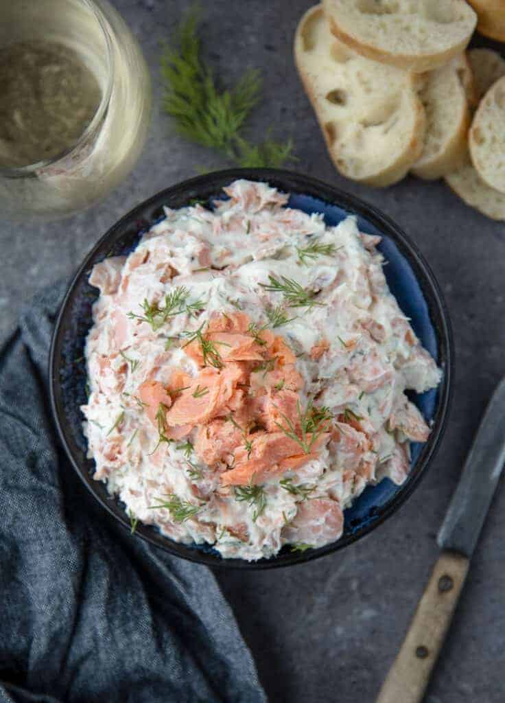 Smoked Salmon Dip served in a bowl