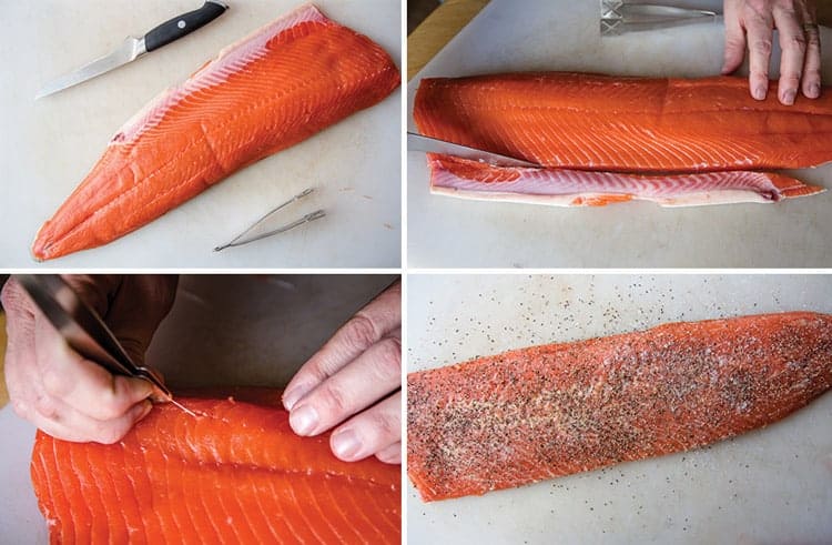 How to trim debone and season salmon