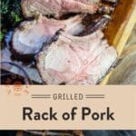 Glazed Rack of Pork Pinterest pin with text on light background