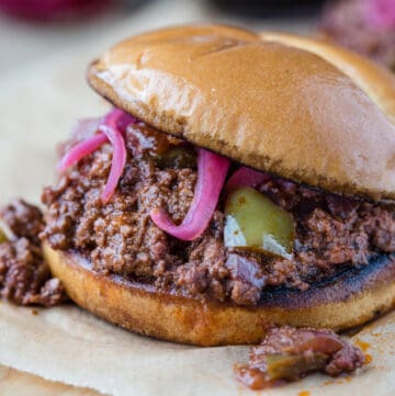 Smoked Sloppy Joe Sandwich on a bun