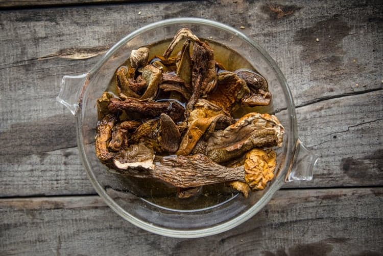 Dried mushroom soaked in sherry