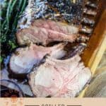 Glazed Rack of Pork Pinterest pin with text on light background