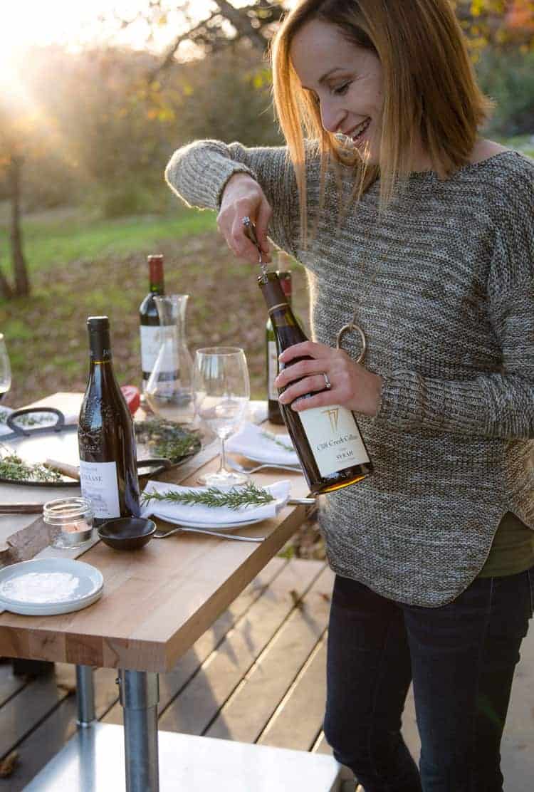 Opening wine for a holiday prime rib meal.