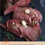 Smoked Prime Rib Pinterest Pin with text on light background