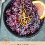 Red Wine Cranberry Sauce Pinterest Pin with text on light background