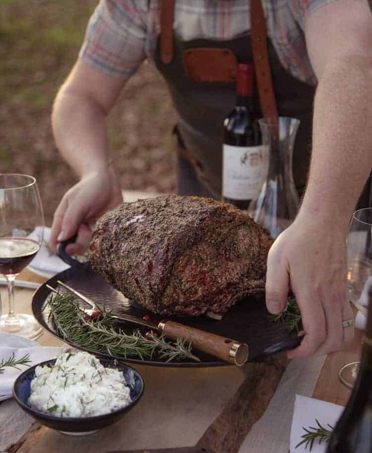 Beef Rib Roast Table Scape with Wine