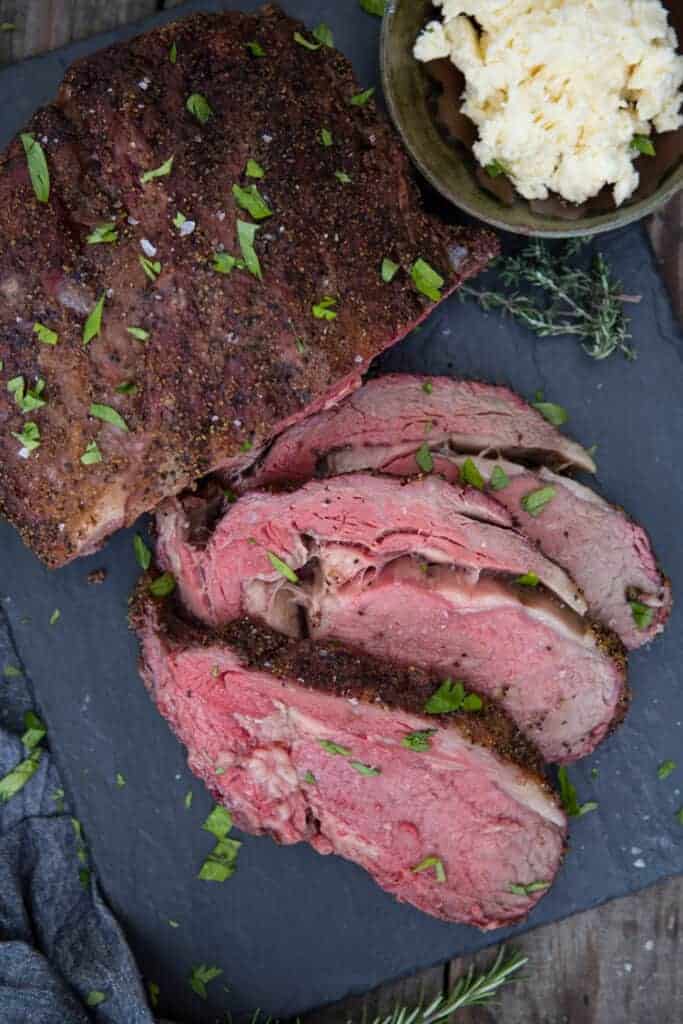 Smoked Holiday Roast with horseradish butter to the side