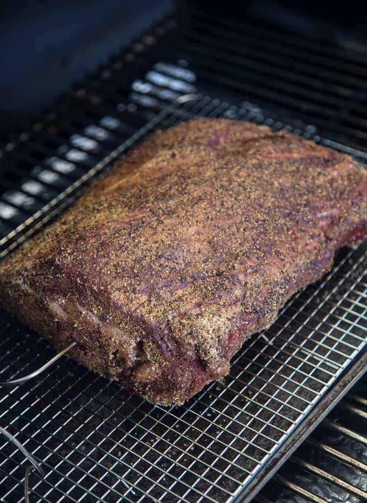 Smoked Prime Rib, cooking on a pellet grill
