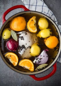 Turkey Breast in a pot of citrus brine