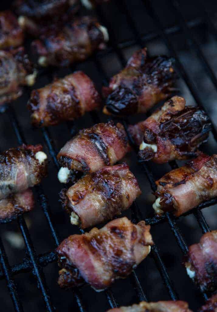 Cooking Bacon Wrapped Dates on the grill