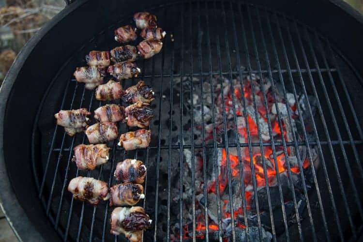 bacon wrapped dates on the grill