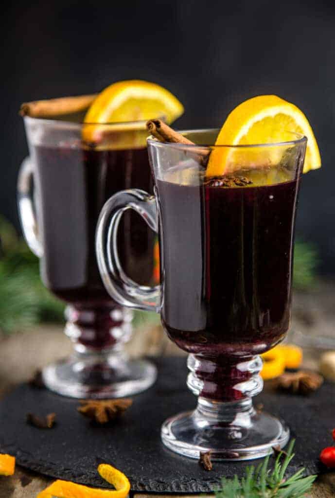 Two glasses of Homemade Mulled Wine