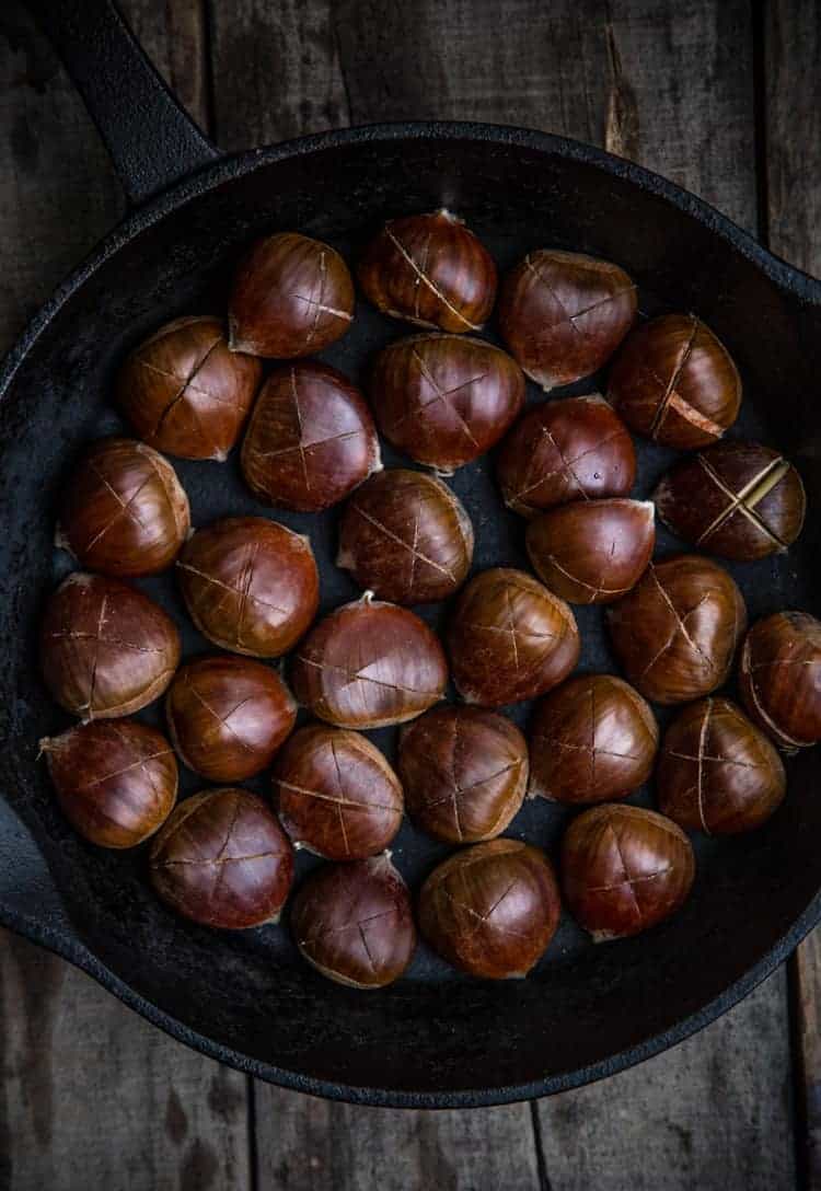 How to score a chestnut to prepare them to cook over an open fire