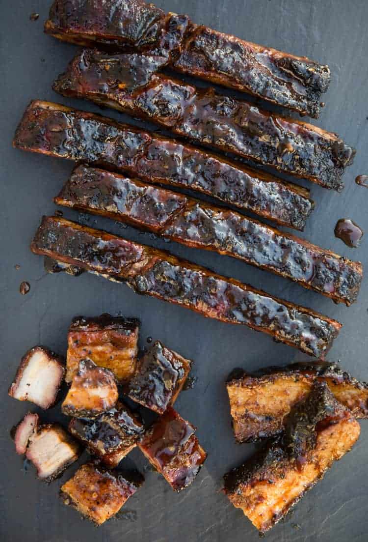 Crispy Pork Belly that was smoked and grilled in the reverse sear style