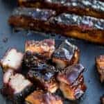 close up of crispy smoked pork belly