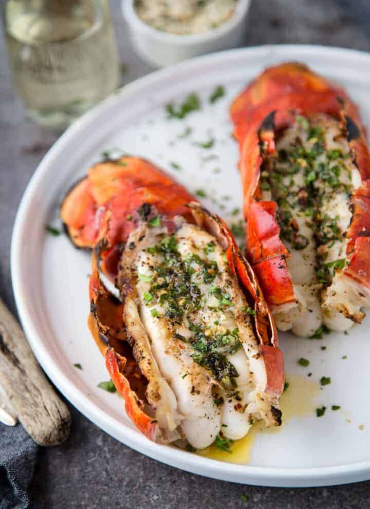 Grilled Lobster Tails with Herb Compound Butter