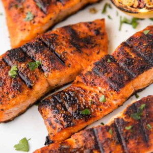 close up of grilled salmon