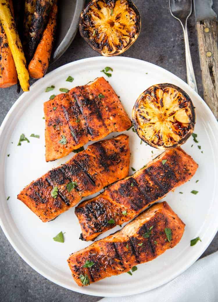 Perfect Grilled Salmon with grilled lemon