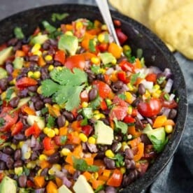 close up of black bean salad